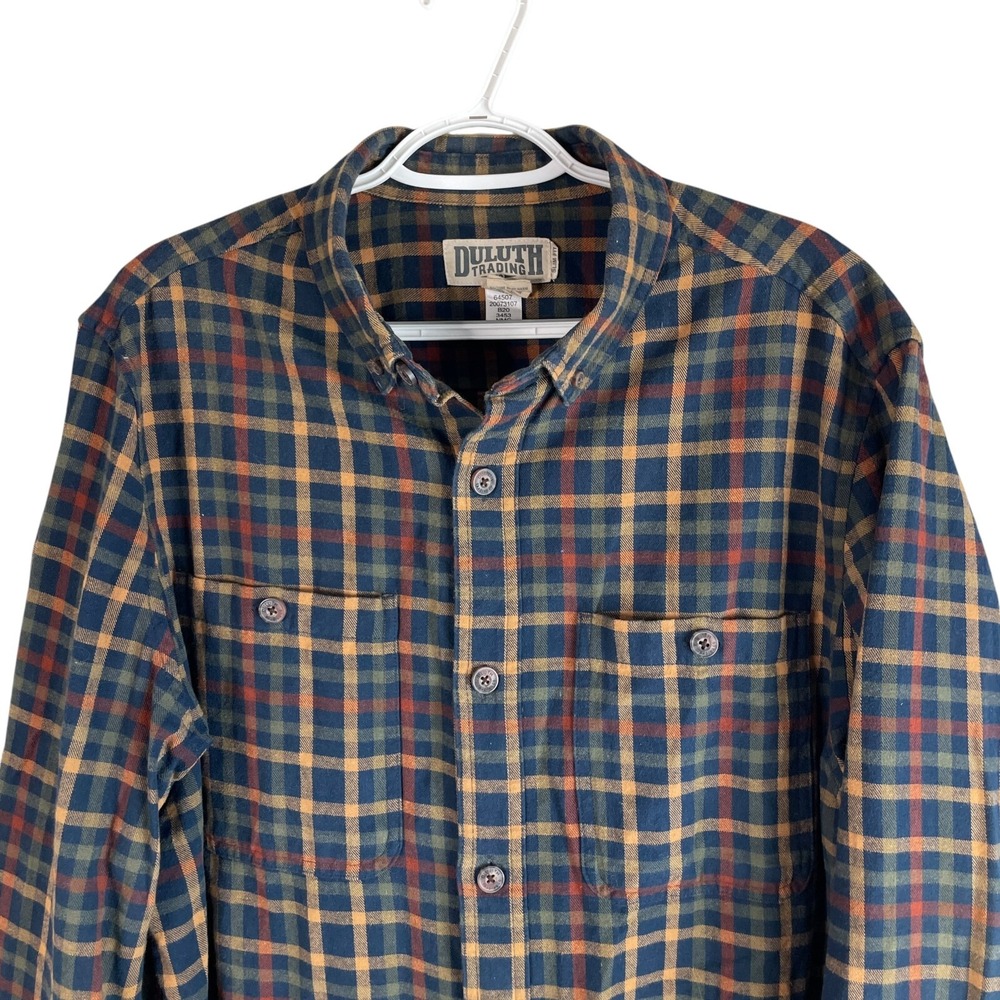 Duluth Mens Slim Fit Flannel‎ Button Down Shirt L Plaid Long Sleeve Cotton
